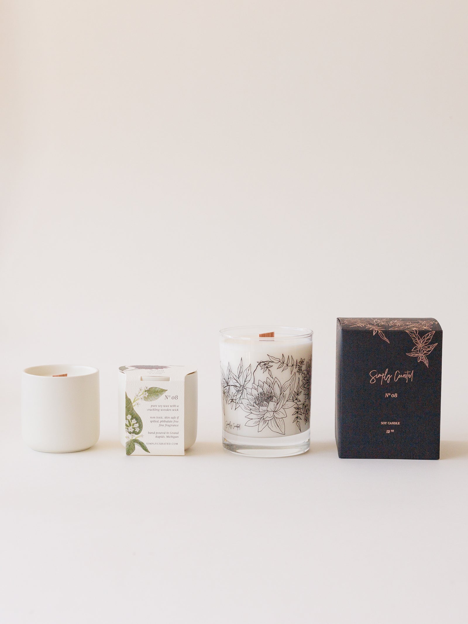 No. 08 Jasmine - 12 oz Glass Botanical Candle – Simply Curated