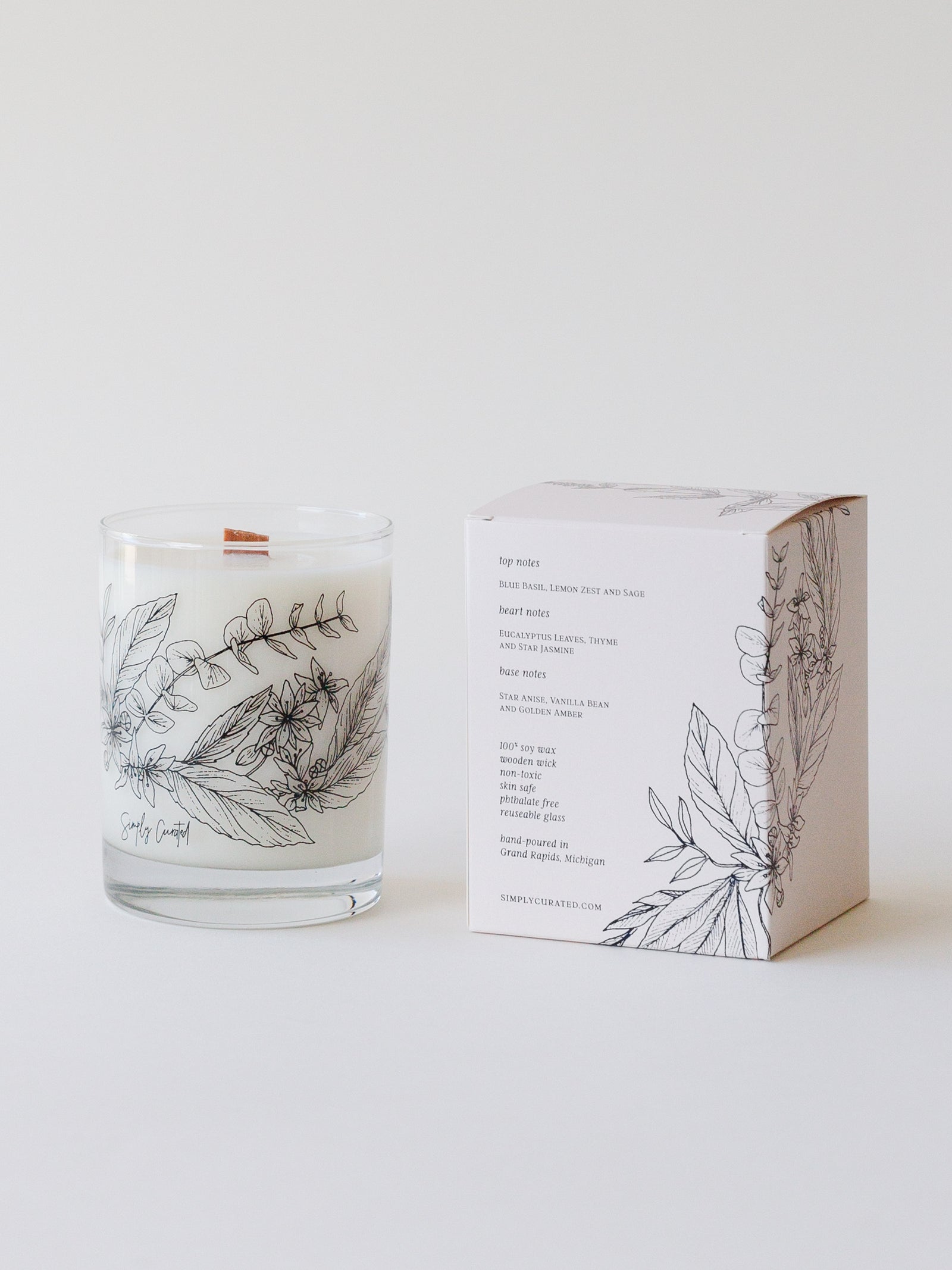 No. 02 Basil Eucalyptus - 12 oz Glass Botanical Candle – Simply