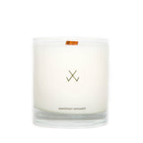 minimalist grapefruit and bergamot soy candle with crackling wooden wick natural white wax and clear glass